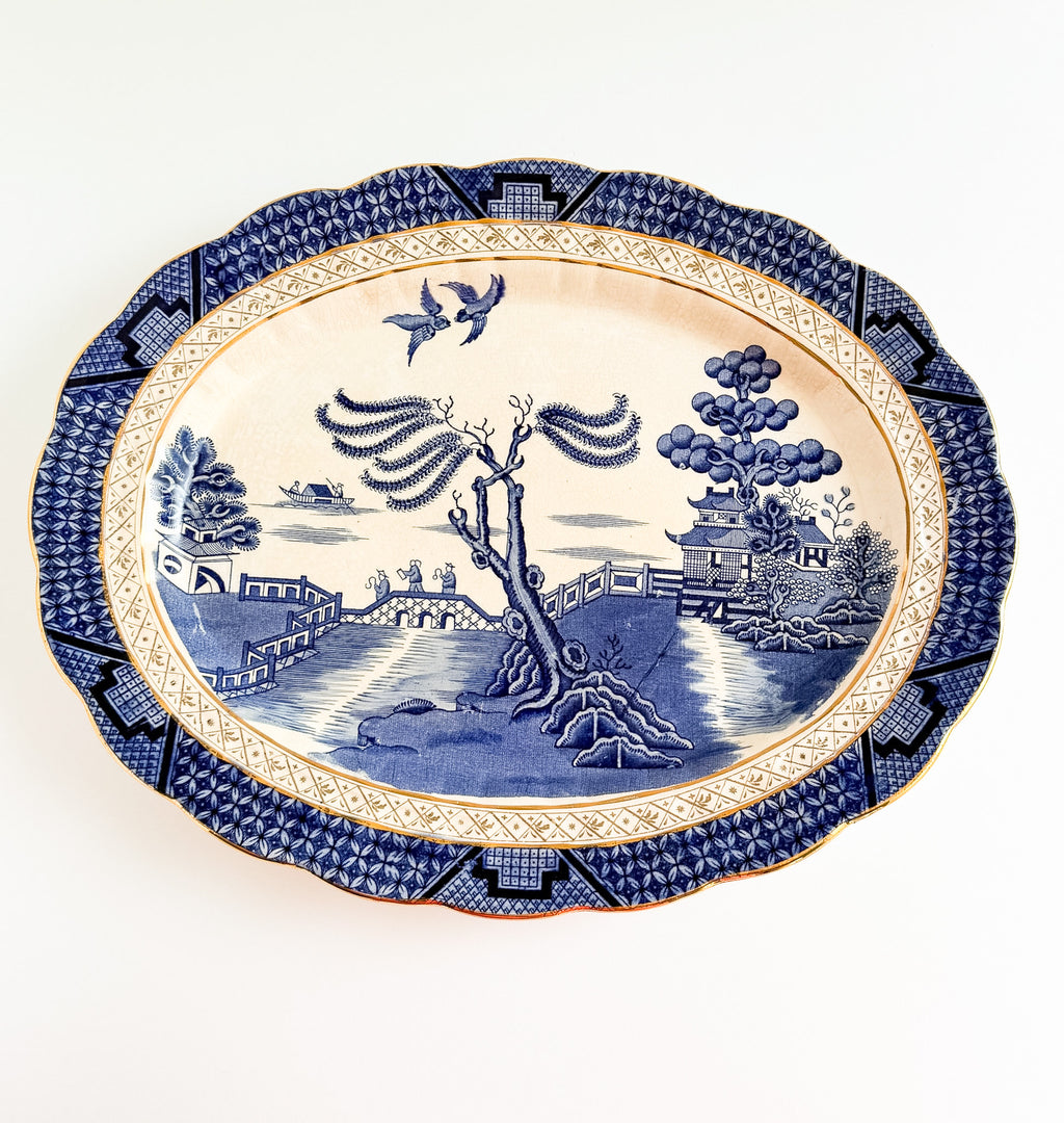 Antique Booths Real Old Willow Graduated Oval Platter Set (3) – Blue & White Transferware, England