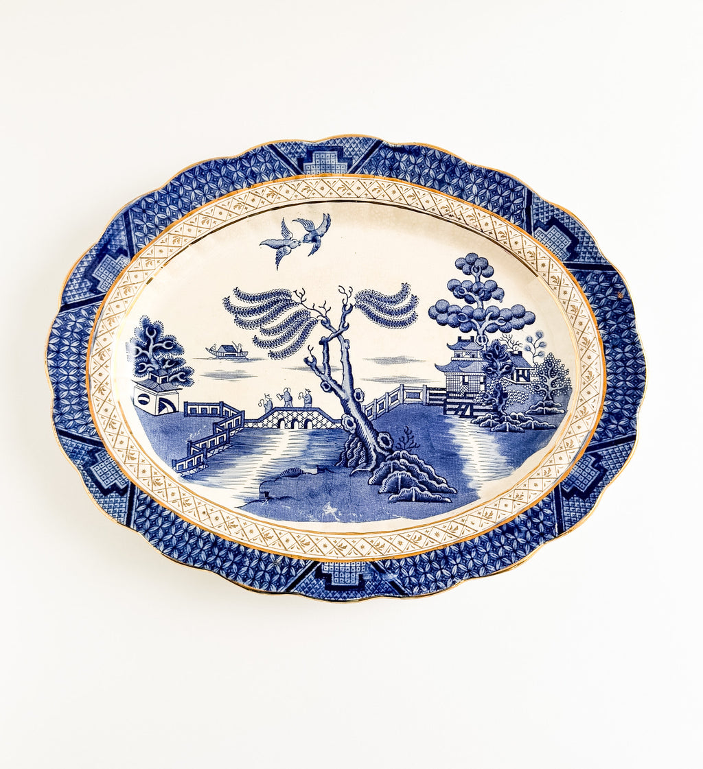 Antique Booths Real Old Willow Graduated Oval Platter Set (3) – Blue & White Transferware, England